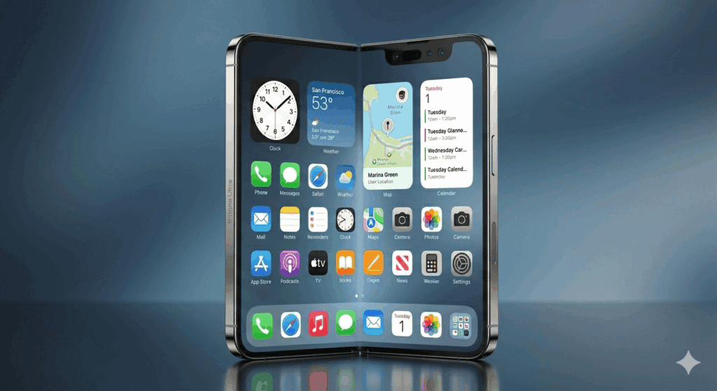 iPhone 摺疊手機示意圖,其 2026 上市發表的時程倍受使用者期待